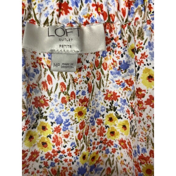 Ann Taylor Loft Tank Top Babydoll Floral Ruffle Flutter Sleeve Medium‎ Petite - Picture 5 of 5